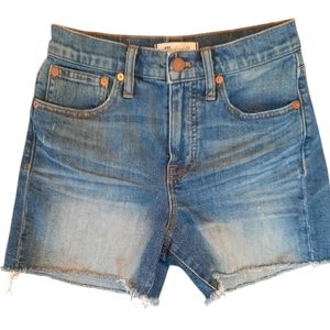 Madewell Women's Blue Denim Shorts size 24 High Rise Frayed Summer Casual